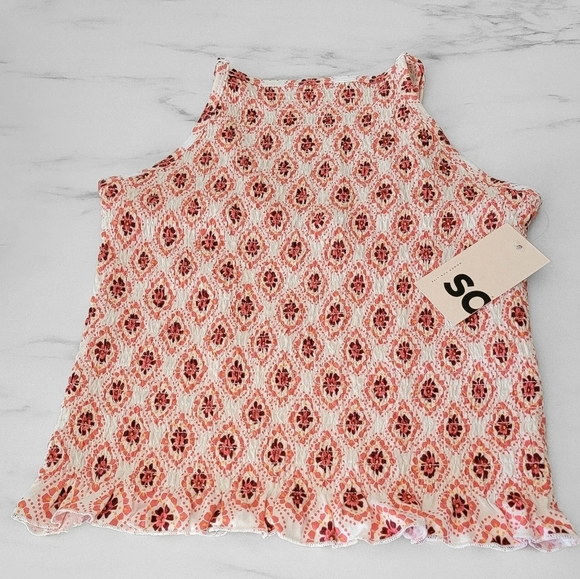 SO Tops - SO Pink Floral Patterned Sleeveless Blouse Size XS